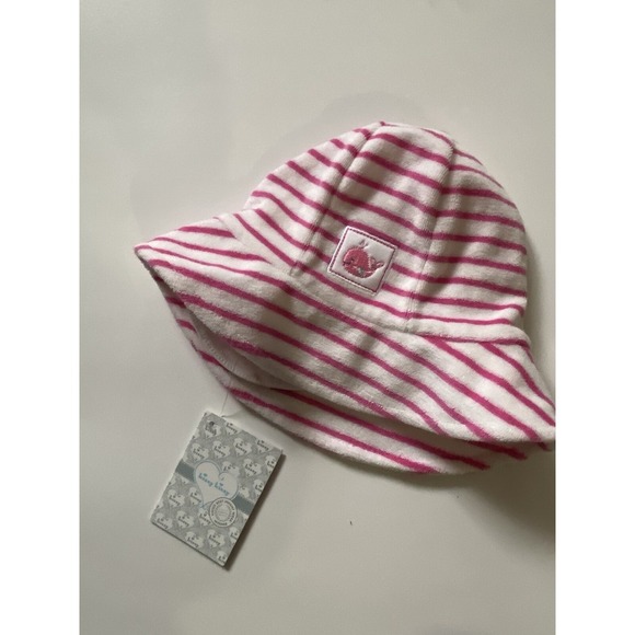 Kissy Kissy Terry Stripe Sun Hat Pink White Medium 6/9m New - Picture 1 of 3